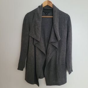 C By Bloomingdale's Charcoal Gray Drape Cardigan 100% Cashmere 2 Ply Size S
